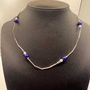 Cute Silver Necklace/Choker with Beads & Pearls, Vintage, Never Used, Good Cond.